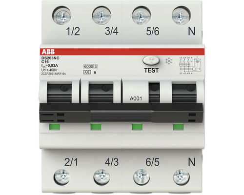 ABB Fehlerstrom-Schutzschalter, dreiphasig mit Neutralleiter