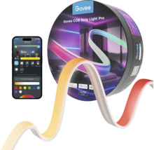 Ruban LED Govee COB Strip Light Pro avec contrôle par application smartphone, longueur de 3 mètres et design flexible avec dégradé de couleurs.