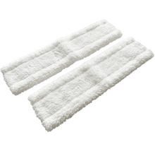 Deux têtes de balai en microfibre blanches pour balais à plancher