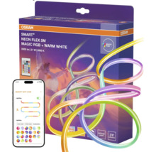 Ruban LED Osram Smart+ Neon Flex 5 mètres, Magic RGB et blanc chaud, commande par application et télécommande, lumière diffuse, 3 ans de garantie.