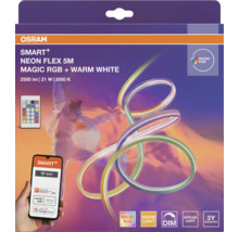 Bande LED OSRAM SMART+ NEON FLEX 5 mètres, Magic RGB et blanc chaud, dimmable, contrôlable par application ou télécommande.