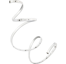 Ruban LED blanc flexible, disposé en spirale avec diodes LED et marquages visibles.