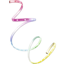 Ruban LED multicolore flexible en forme de spirale avec différentes couleurs de lumière.