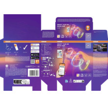 Emballage ruban LED Osram Smart Plus Flex 3 mètres Magic RGB, compatible avec maison intelligente et commande vocale.