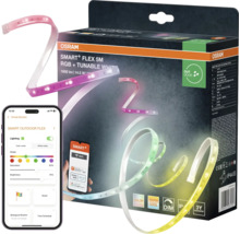 Ruban LED Osram Smart plus Flex 5 mètres RGB et Tunable White pour l'extérieur avec commande par application et emballage.