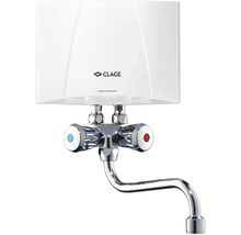 Clage Logo Warmwasserbereiter mit Mischbatterie