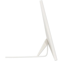 Vue de profil d'un convecteur plat avec pied de support et câble.
