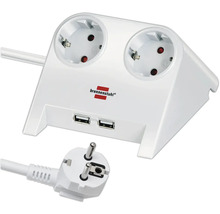 Brennenstuhl Logo Stromverteiler mit zwei Steckdosen und zwei USB-Anschlüssen