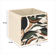 Boîte de rangement carrée avec motif de feuilles et dimensions de 31 x 31 cm
