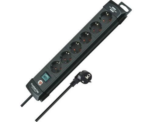 Steckdosenleiste mit sechs Steckdosen und Schalter