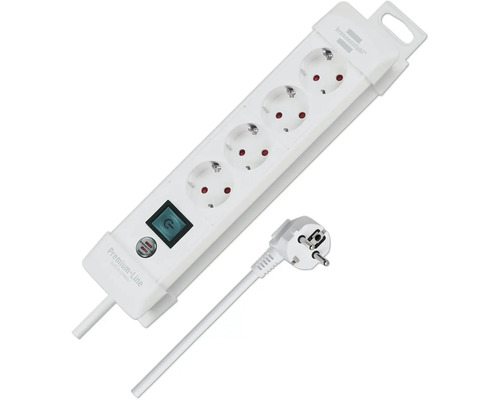 Steckdosenleiste mit vier Steckdosen und Schalter