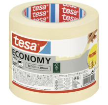 Tesa Economy Malerkrepp Klebeband 3 Rollen mit je 50 Meter mal 30 Millimeter
