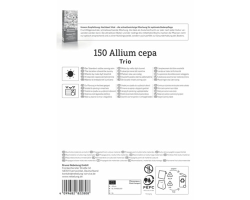Verpackung Trio Allium cepa, geeignet für Hochbeete