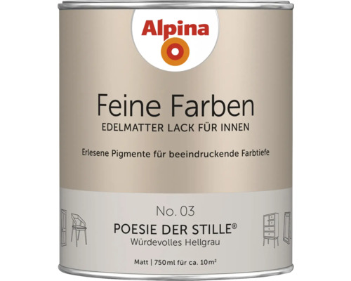 Alpina Feine Farben Lackdose für Innenräume, Farbton Würdevolles Hellgrau, 750 ml