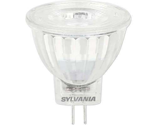 Ampoule LED à réflecteur Sylvania avec culot GU5.3 en verre clair.