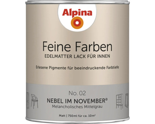 Alpina Feine Farben Lack für Innenräume, Farbton Nebel im November, 750ml Dose