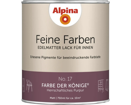 Alpina Feine Farben Lackdose in edelmatt für Innenräume, Farbton Farbe der Könige, 750 ml Inhalt