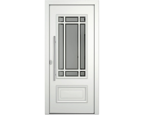 Weiße Tür mit Glaseinsatz und Griff