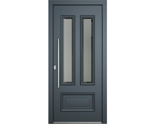 Haustür mit Glaseinsätzen und Griffstange