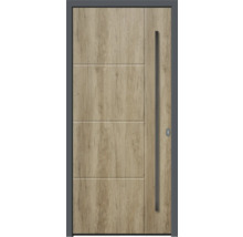 Haustür mit Holzoptik und Griff