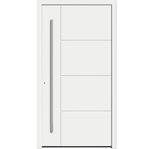 Weißer Hauseingang mit Griff