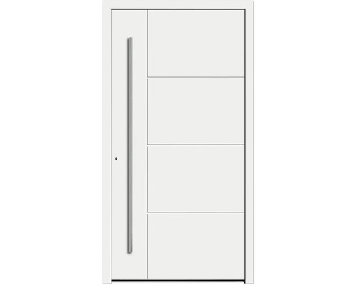 Weißer Hauseingang mit Griff