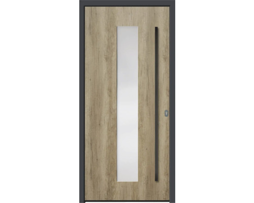 Haustür mit Glaseinsatz und Holzoptik