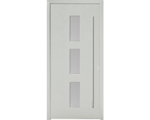 Haustür mit drei Glaseinsätzen und Stangengriff