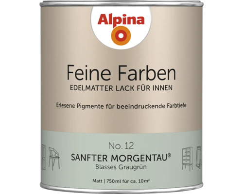 Alpina Feine Farben Lackdose, edelmatt für Innenräume, Farbton Sanfter Morgentau