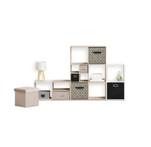 Système d'étagères avec boîtes de rangement et tabouret