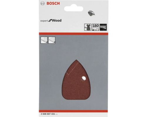 Bosch Expert for Wood Schleifblatt Set mit fünf Teilen, Körnung 180
