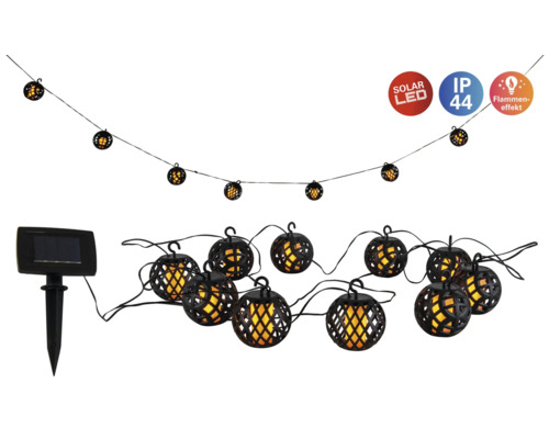 Guirlande lumineuse solaire avec effet de flamme et indice de protection IP44