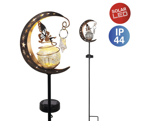 Solarleuchte mit LED im Monddesign, mit Erdspieß
