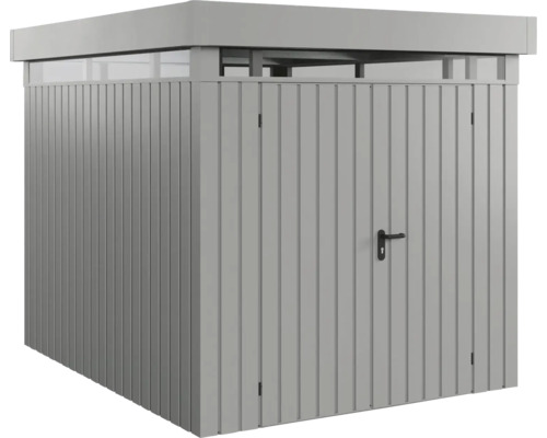 Gartenhaus Hörmann EcoStar 229 x 277 cm RAL 9007 graualuminium Gartenschrank aus Metall mit Tür und Oberlicht