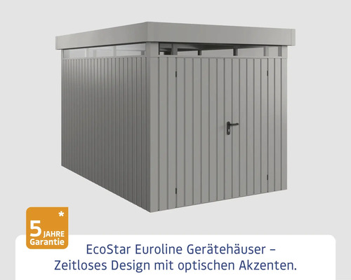 EcoStar Euroliner Gerätehaus mit fünf Jahren Garantie.