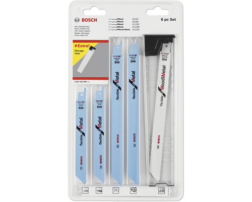 Bosch Säbelsägeblatt Set, sechs Teile, für Metall und Holz, mit Aufbewahrungskoffer