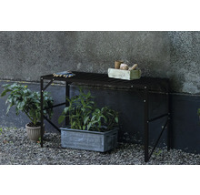 Table de jardin en métal avec accessoires de plantation et plantes