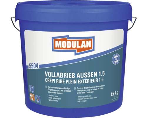 Seau de crépi gratté pour extérieur Modulan Vollabrieb Aussen 1.5