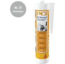 Mastic silicone élastique PCI Nanosil pour l'intérieur et l'extérieur, gris ciment