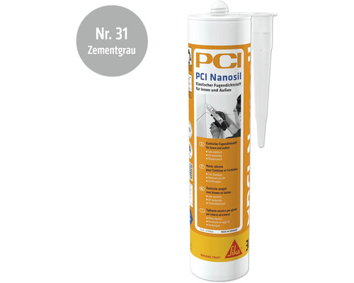 PCI Nanosil elastischer Fugendichtstoff für Innen und Außen, Zementgrau