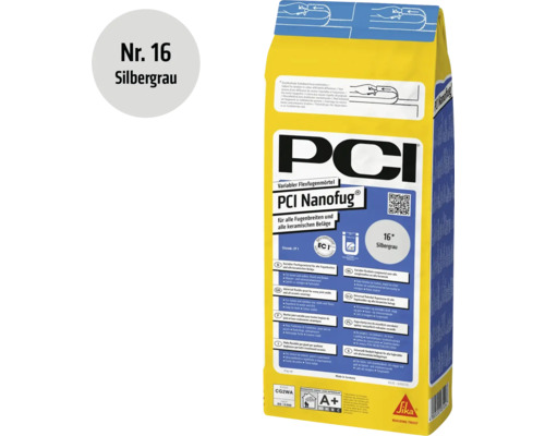 Mortier joint flexible variable PCI Nanofug pour toutes largeurs de joints et tous revêtements céramiques en gris argent