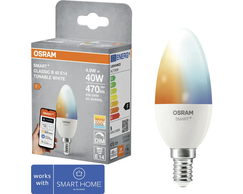 Osram Smart Plus Classic B 40 E14 tunable white LED Lampe mit Verpackung