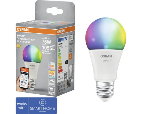 Osram Smart+ E27 Multicolor Lampe und Verpackung