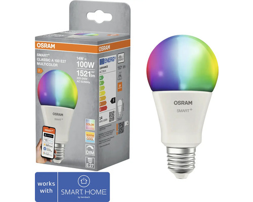 Lampe multicolore Osram Smart Plus Classic A 100 E27 avec emballage
