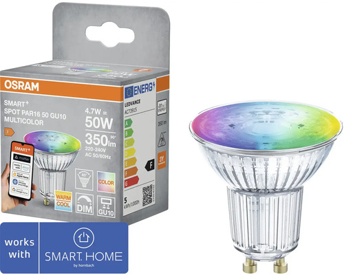 Osram Smart+ LED-Leuchtmittel PAR16 50 GU10 Multicolor und Verpackung