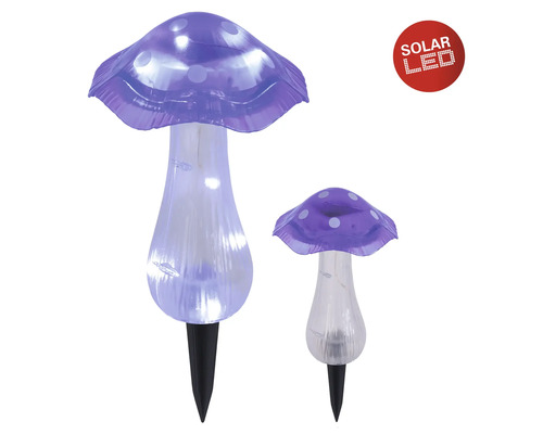Zwei Pilz Solarleuchten zur Gartenbeleuchtung