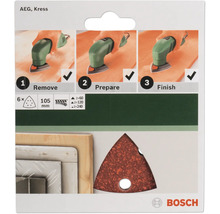 Jeu de papier abrasif Bosch avec feuilles triangulaires, grain 60, 120 et 240