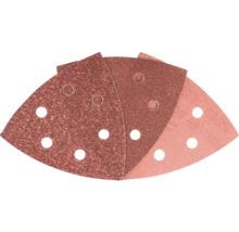 Plusieurs papiers abrasifs triangulaires avec trous