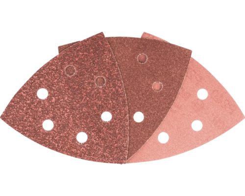 Plusieurs papiers abrasifs triangulaires avec trous