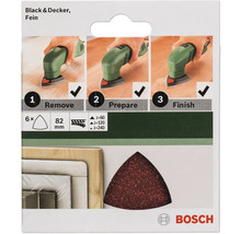 Set de papier abrasif Bosch pour ponceuse multifonction Black and Decker, grain fin, 6 pièces